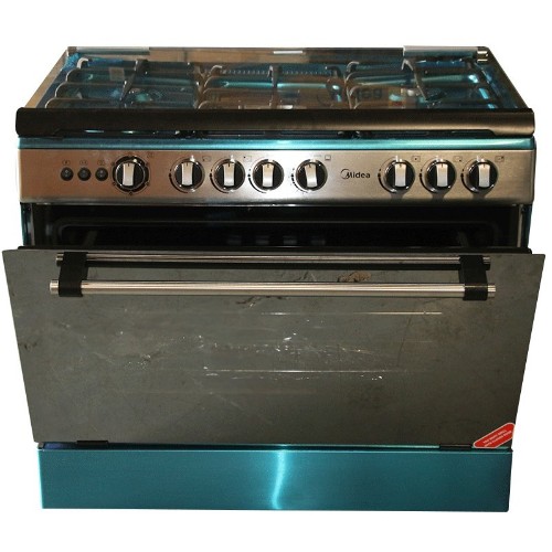 Midea 36LMG5G027-SILVER 5 Burner 90x60cm Gas Stove with Grill and Rotisserie