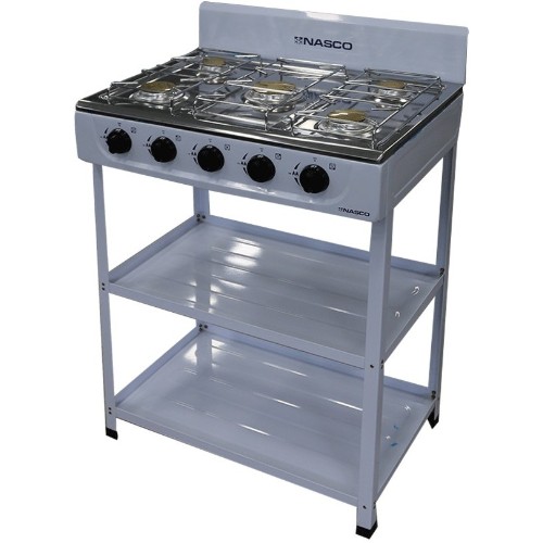 Nasco NASGS-K5CSS-S 5 Burner Gas Stove with Shelves