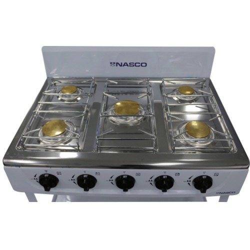 Nasco NASGS-K5CSS-S 5 Burner Gas Stove with Shelves